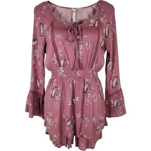 American Rag Dusty Rose Long Sleeve Floral Peasant Style Mini Dress Size 6